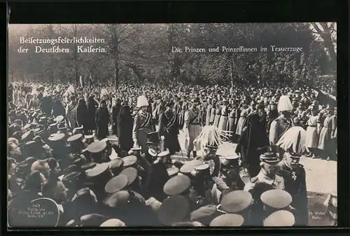 AK Beisetzung der Kaiserin Auguste Victoria Königin von Preussen, Prinzen und Prinzessinnen im Trauerzug