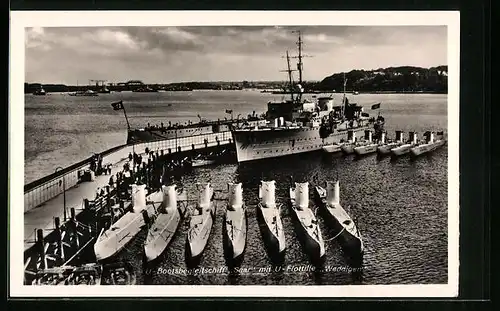 AK U-Bootsbegleitschiff Saar mit U-Flotille Weddigen