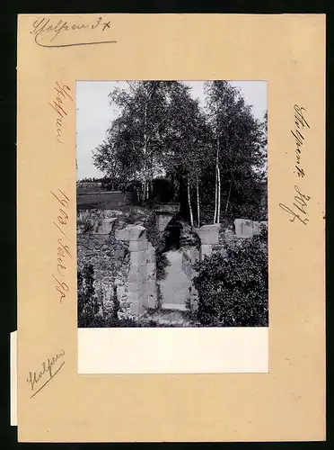 Fotografie Brück & Sohn Meissen, Ansicht Stolpen i. Sa., Runie des Brunnen im Schloss Stolpen