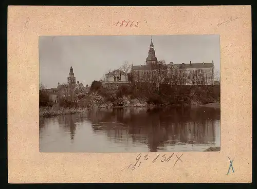 Fotografie Brück & Sohn Meissen, Ansicht Döbeln i. S., Blick über die Mulde zum Schloss