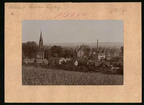 Fotografie Brück & Sohn Meissen, Ansicht Wilsdruff, Ortsansicht mit Fabriken & Kirche