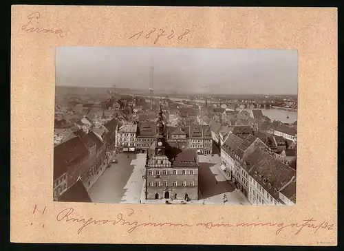 Fotografie Brück & Sohn Meissen, Ansicht Pirna / Elbe, Geschäftshaus Emil Ramm vom Kirchturm gesehen