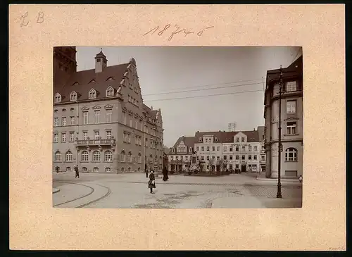 Fotografie Brück & Sohn Meissen, Ansicht Döbeln, Obermarkt mit Central-Halle & Rathaus