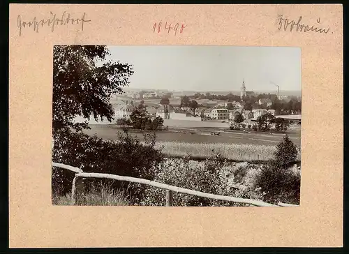 Fotografie Brück & Sohn Meissen, Ansicht Grossröhrsdorf, Ortspanorama mit Kirche