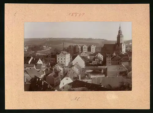 Fotografie Brück & Sohn Meissen, Ansicht Döbeln i. Sa., Döbeln i. Sa., Ortspanorama mit Kirche