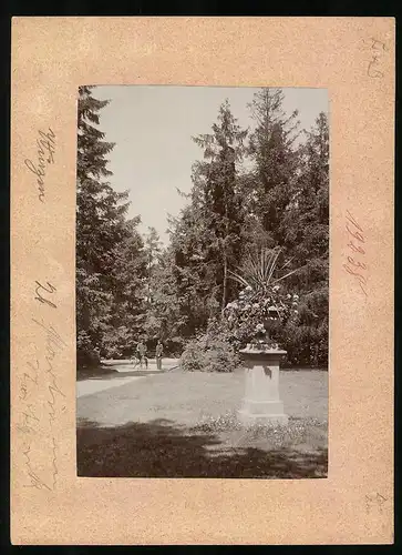 Fotografie Brück & Sohn Meissen, Ansicht Wurzen, Soldat mit Fahrrad nebst Matrose im Stadtpark