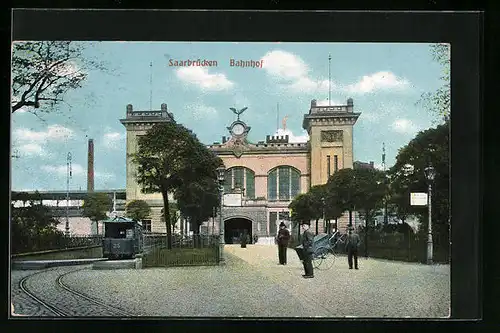 AK Saarbrücken, Bahnhof und Strassenbahn