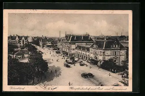 AK Düsseldorf, Hauptbahnhof mit Post und Finanzamt