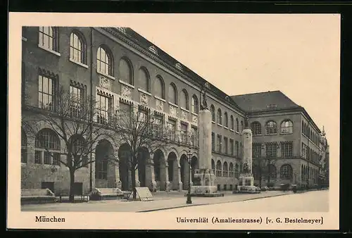 AK München, Universität in der Amalienstrasse, Eingangsportal