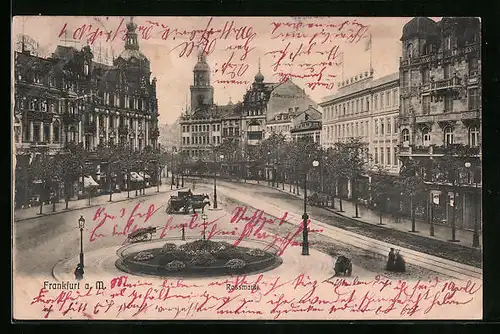 AK Frankfurt a. M., Rossmarkt mit Kutschen