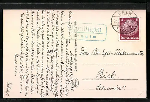 AK Bad Liebenzell, Ortsansicht aus der Vogelschau