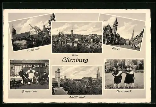 AK Altenburg, Inneres Gasthaus Bauernstube, Schlossturm, Kleiner Teich