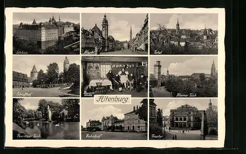 AK Altenburg, Inneres Gasthaus Bauernstube, Bahnhof, Theater