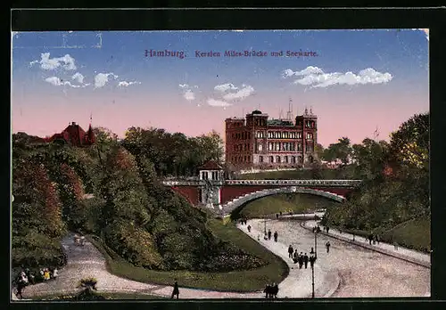 AK Hamburg-St.Pauli, Kersten Miles-Brücke und Seewarte