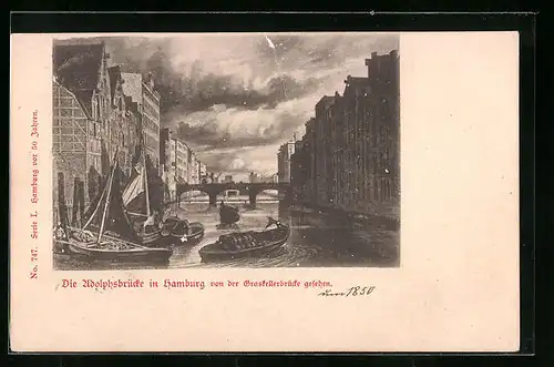 AK Hamburg, Adolphsbrücke von der Graskellerbrücke gesehen