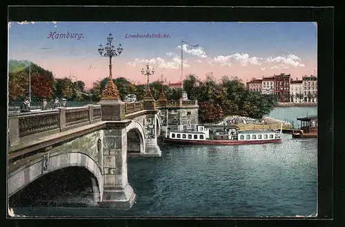 AK Hamburg-Neustadt, Lombardsbrücke aus der Vogelschau