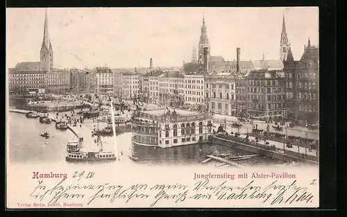 AK Hamburg-Neustadt, Jungfernstieg mit Alster-Pavillon