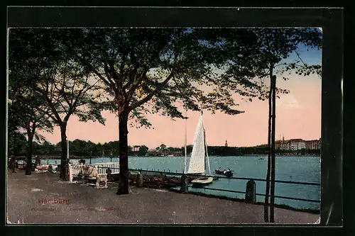 AK Hamburg-Neustadt, Binnenalster vom neuen Jungfernstieg