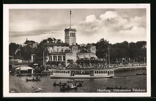 AK Hamburg, Dampfer vor dem Uhlenhorster Fährhaus