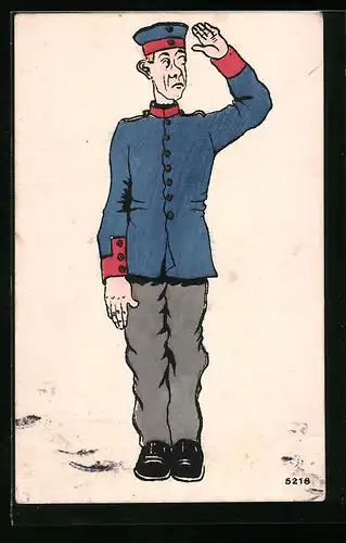 Künstler-AK Salutierender Soldat in Uniform