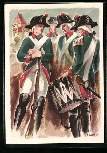 Künstler-AK Aarau, Eidg. Kadettentage 1939, Soldaten des Kadettenkorps in Uniform