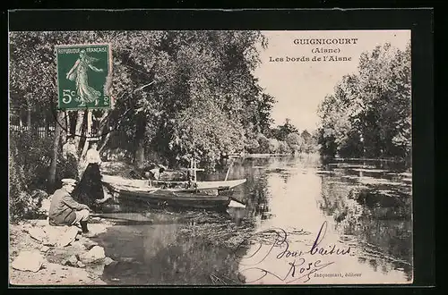 AK Guignicourt, Les bords de l`Aisne