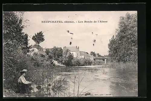 AK Neufchatel, Les Bords de l`Aisne