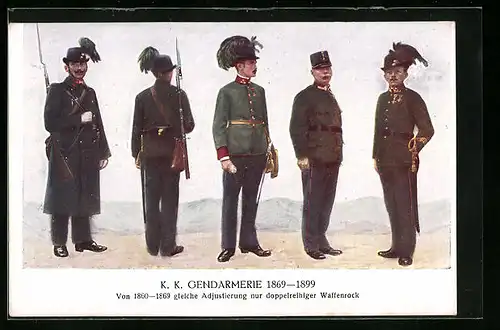 AK Uniformen der K. K. Gendarmerie 1869-1899