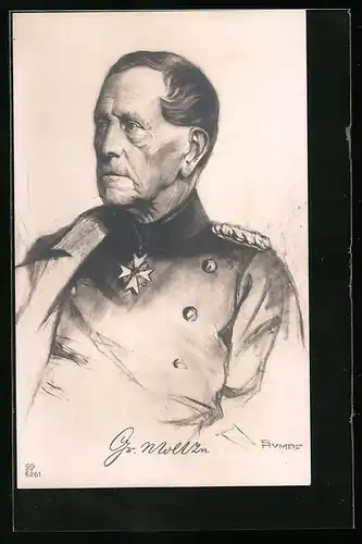 AK General von Moltke in Uniform, Reichseinigungskriege