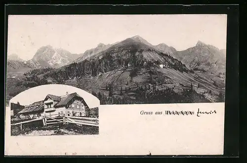 AK Rüschegg-Wahlenhütten, Gasthaus mit Landschaftspanorama