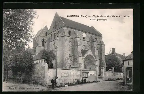 AK Glennes, L`Église datant des XIe et XIIe siècles Entrée principale