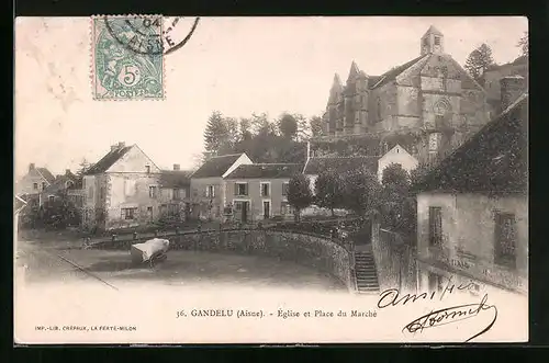 AK Gandelu, Église et Place du Marché