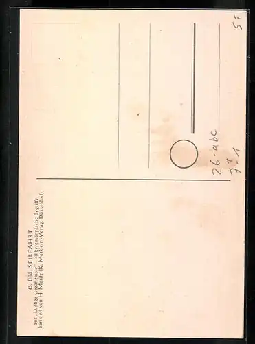 Künstler-AK sign. H. Moritz: bergmännische Begriffe karikiert aus Lustige Gezähekiste, Nr. 43: Seilfahrt