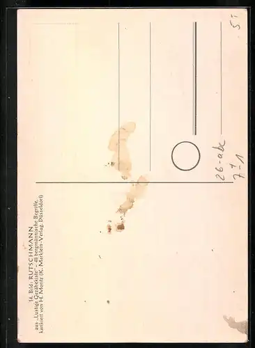 Künstler-AK sign. H. Moritz: bergmännische Begriffe karikiert aus Lustige Gezähekiste, Nr. 14: Rutschmann