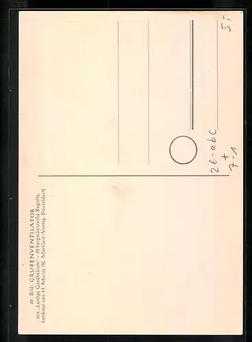 Künstler-AK sign. H. Moritz: bergmännische Begriffe karikiert aus Lustige Gezähekiste, Nr. 39: Grubenventilator