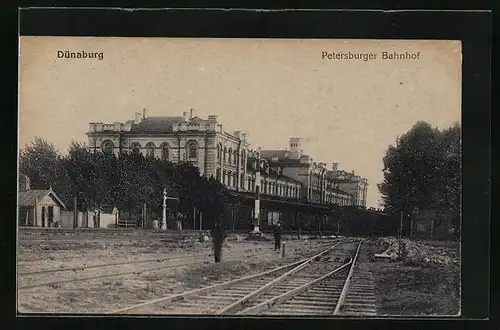 AK Dünaburg, Ortspartie am Petersburger Bahnhof