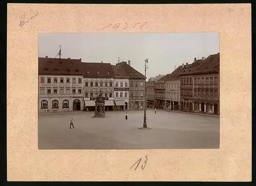Fotografie Brück & Sohn Meissen, Ansicht Oschatz, Neumarkt mit Gasthaus Goldener Stern, Juwelier Gustav Schneider