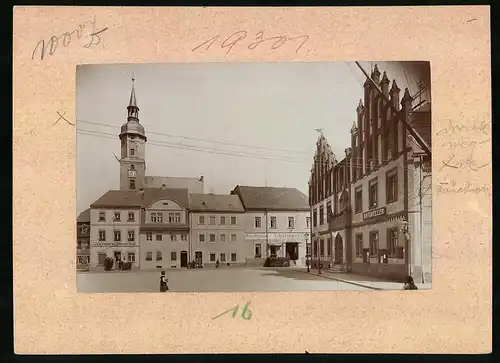 Fotografie Brück & Sohn Meissen, Ansicht Mügeln Bez. Leipzig, Marktplatz mit Hotel & Restaurant Thüringer