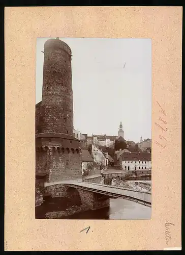 Fotografie Brück & Sohn Meissen, Ansicht Bautzen, Spreepartie mit Gasthaus zur Hopfenblüthe, Basteiturm