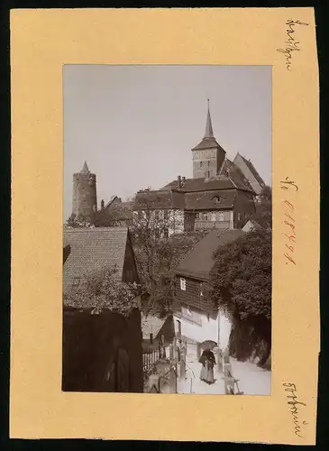 Fotografie Brück & Sohn Meissen, Ansicht Bautzen, Alte Wasserkunst und Blick zur Michaeliskirche