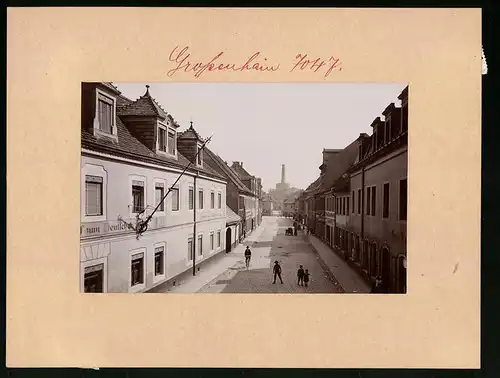 Fotografie Brück & Sohn Meissen, Ansicht Grossenhain, Blick in die Schlossstrasse mit Gasthof zum Deutschen Haus, Geschäfte
