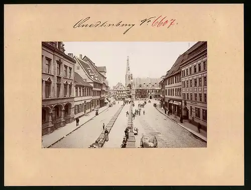 Fotografie Brück & Sohn Meissen, Ansicht Quedlinburg, Blick auf den Marktplatz, Hotel zum Bär, Marktstände