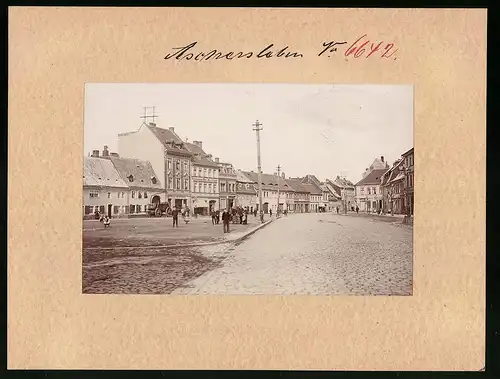Fotografie Brück & Sohn Meissen, Ansicht Aschersleben, Blick in die Lange Reihe mit Geschäftshäusern