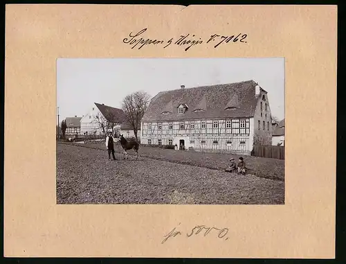 Fotografie Brück & Sohn Meissen, Ansicht Soppen bei Krögis, am Gasthof von H. Jungnickel