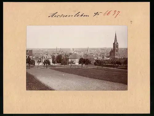 Fotografie Brück & Sohn Meissen, Ansicht Aschersleben, Gesamtansicht der Stadt vom Stephanspark aus gesehen
