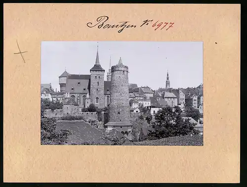 Fotografie Brück & Sohn Meissen, Ansicht Bautzen, Blick auf die alte Wasserkunst und Michaeliskirche