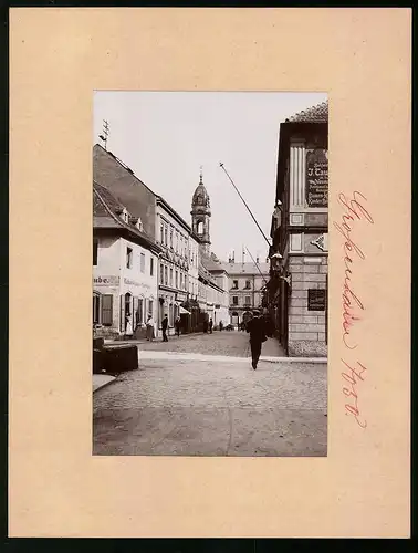 Fotografie Brück & Sohn Meissen, Ansicht Grossenhain, Poststrasse mit Bierstube Richard Kaale & Eckhaus mit Cafe