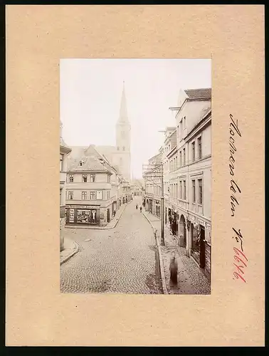 Fotografie Brück & Sohn Meissen, Ansicht Aschersleben, Hinter dem Turm Ecke Breitestrasse, Ladengeschäft Grunemeyer