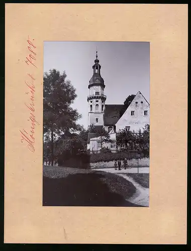 Fotografie Brück & Sohn Meissen, Ansicht Königsbrück, Blick auf die Kirche mit Turmuhr