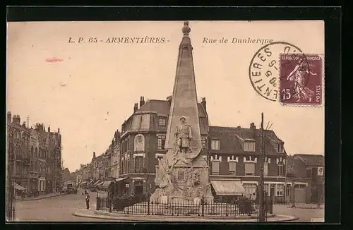 AK Armentières, Rue de Dunkerque